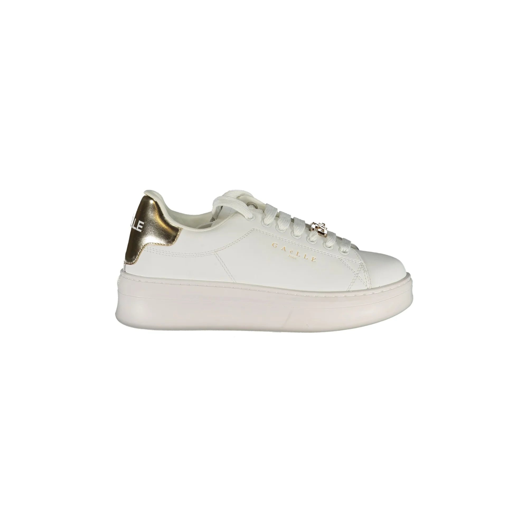 GAELLE PARIS Scarpe Sneakers Donna Bianche con Doppio Laccio Loggato Bianco - foto prodotto